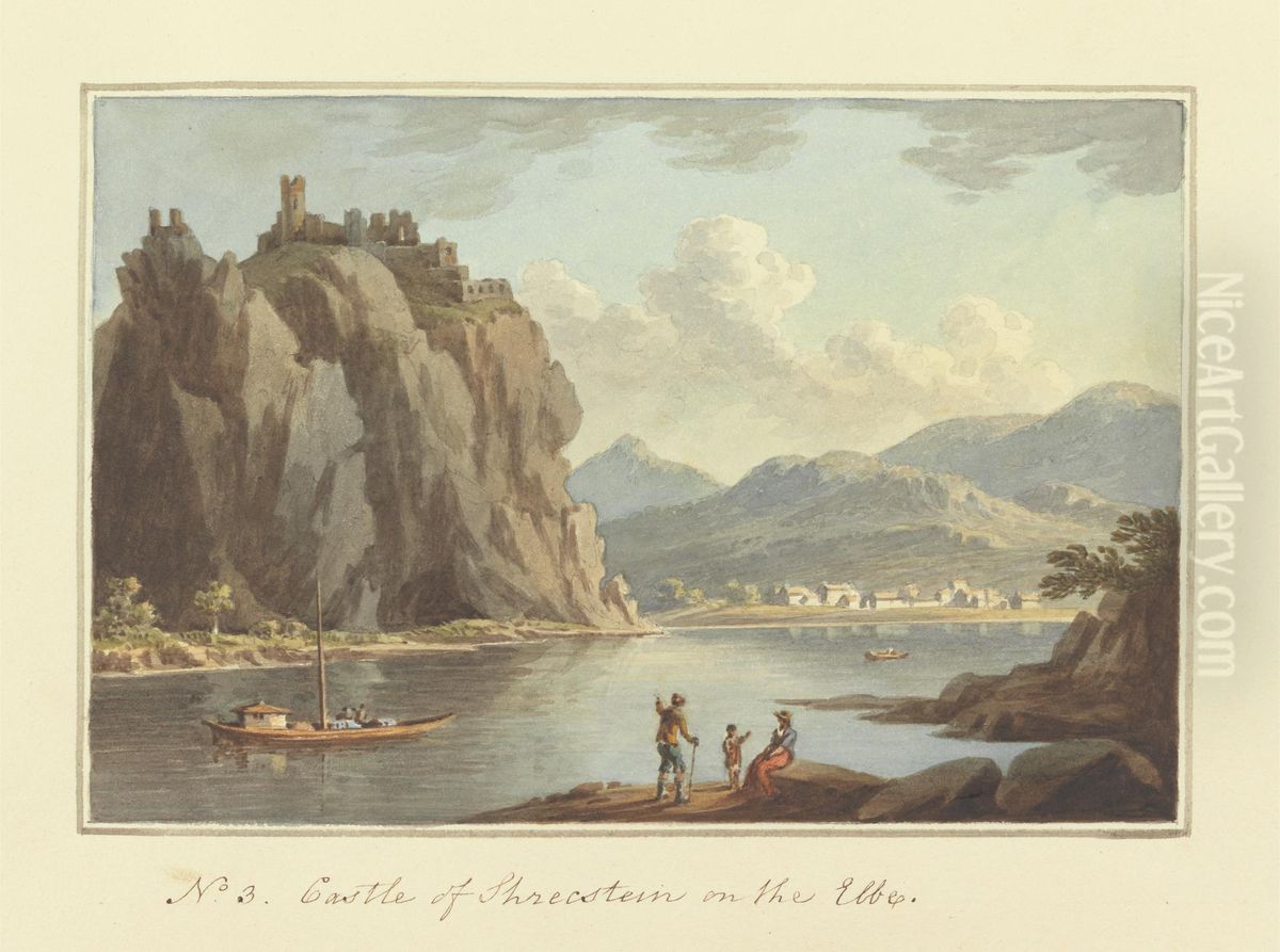 Castle of Schrecstein on the Elbe Oil Painting by Sir Richard Hoare, 2nd Baronet