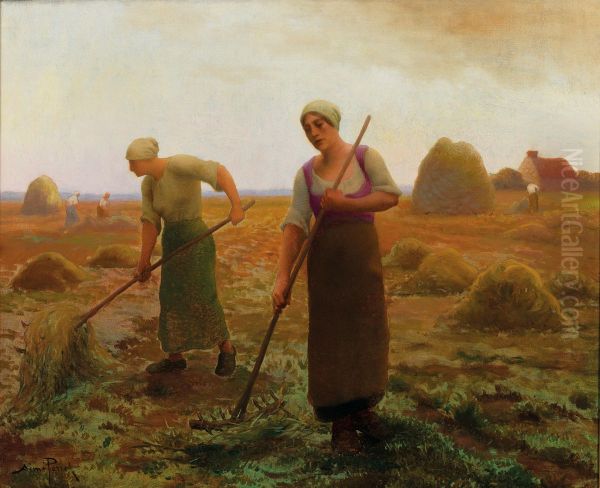 Erntehelferinnen Oil Painting by Aime Perret