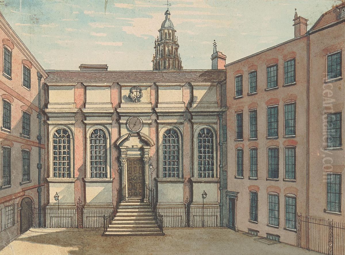 Clement's Inn Oil Painting by Samuel Ireland