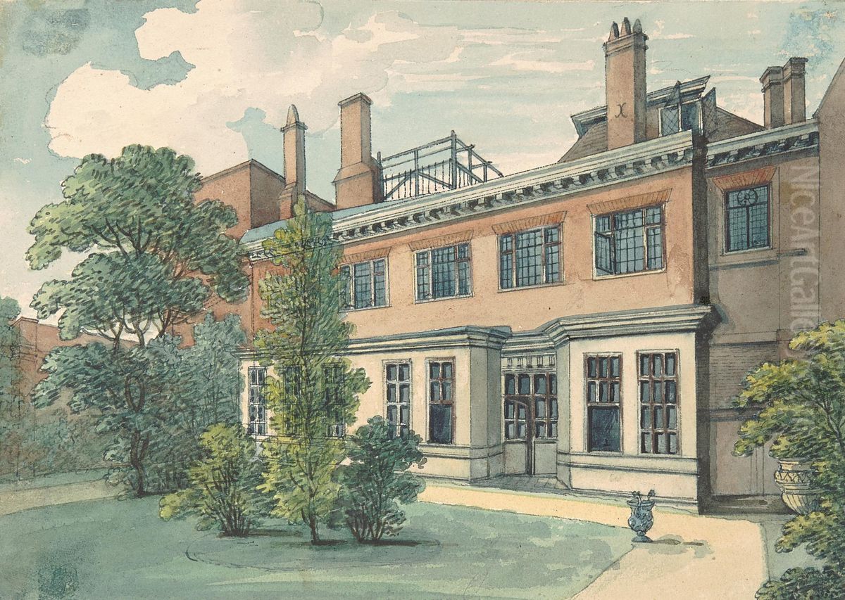 Garden Front of Weaver's Hall Oil Painting by Samuel Ireland