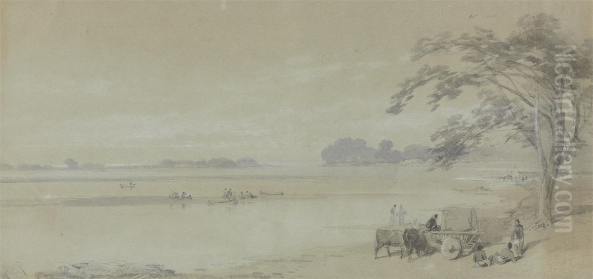 Water View near Calcutta Oil Painting by Sir Charles D'Oyly, 7th Baronet