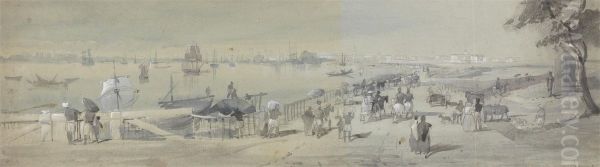 General View of Calcutta, from the Entrance to the Water Gate of Fort William Oil Painting by Sir Charles D'Oyly, 7th Baronet