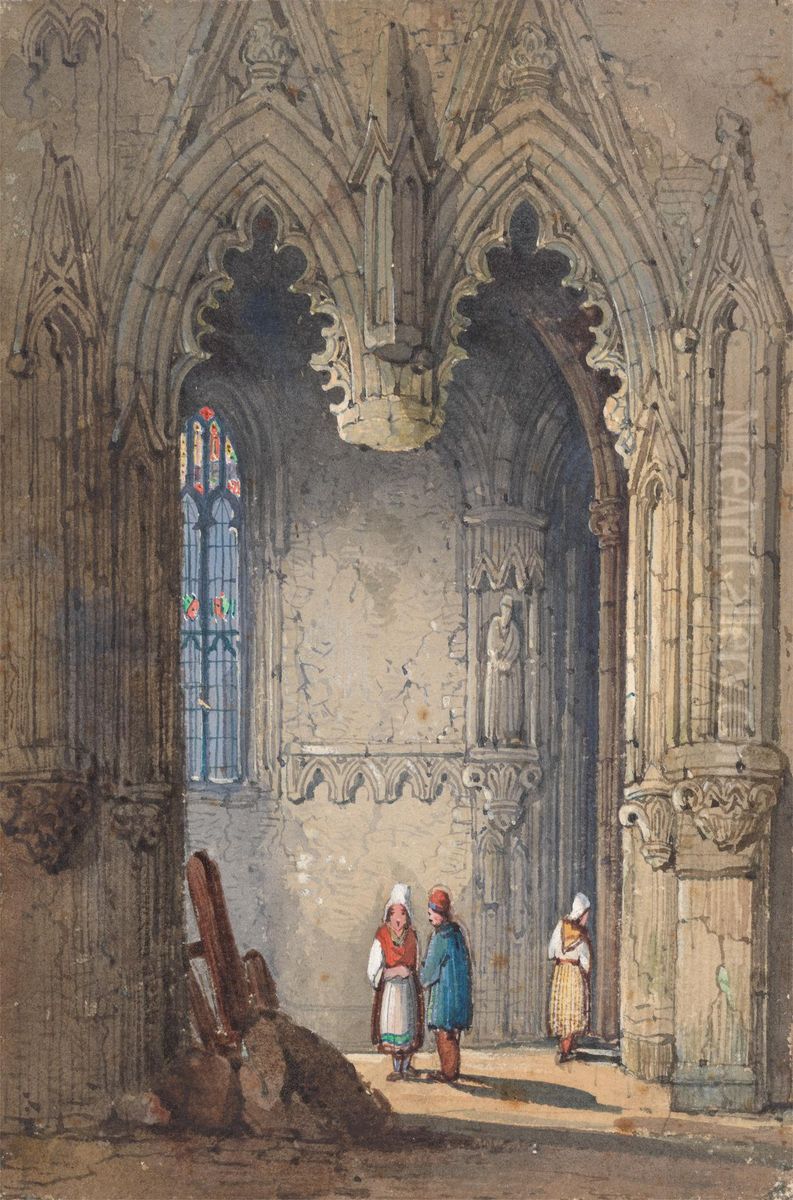 The Church of St. Laurent, Rouen Oil Painting by John Skinner Prout