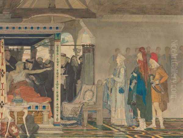 Fredegonda at the Deathbed of Praetextatus Oil Painting by Lawrence Alma-Tadema