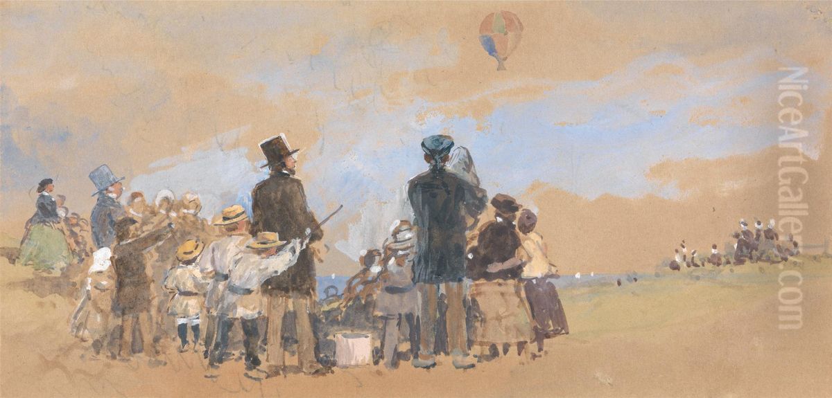 The Balloon Oil Painting by Myles Birket Foster