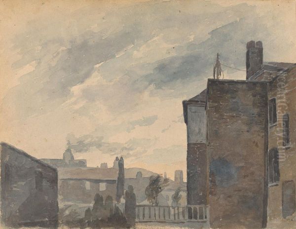 City Scene with Buildings Oil Painting by Thomas Sully