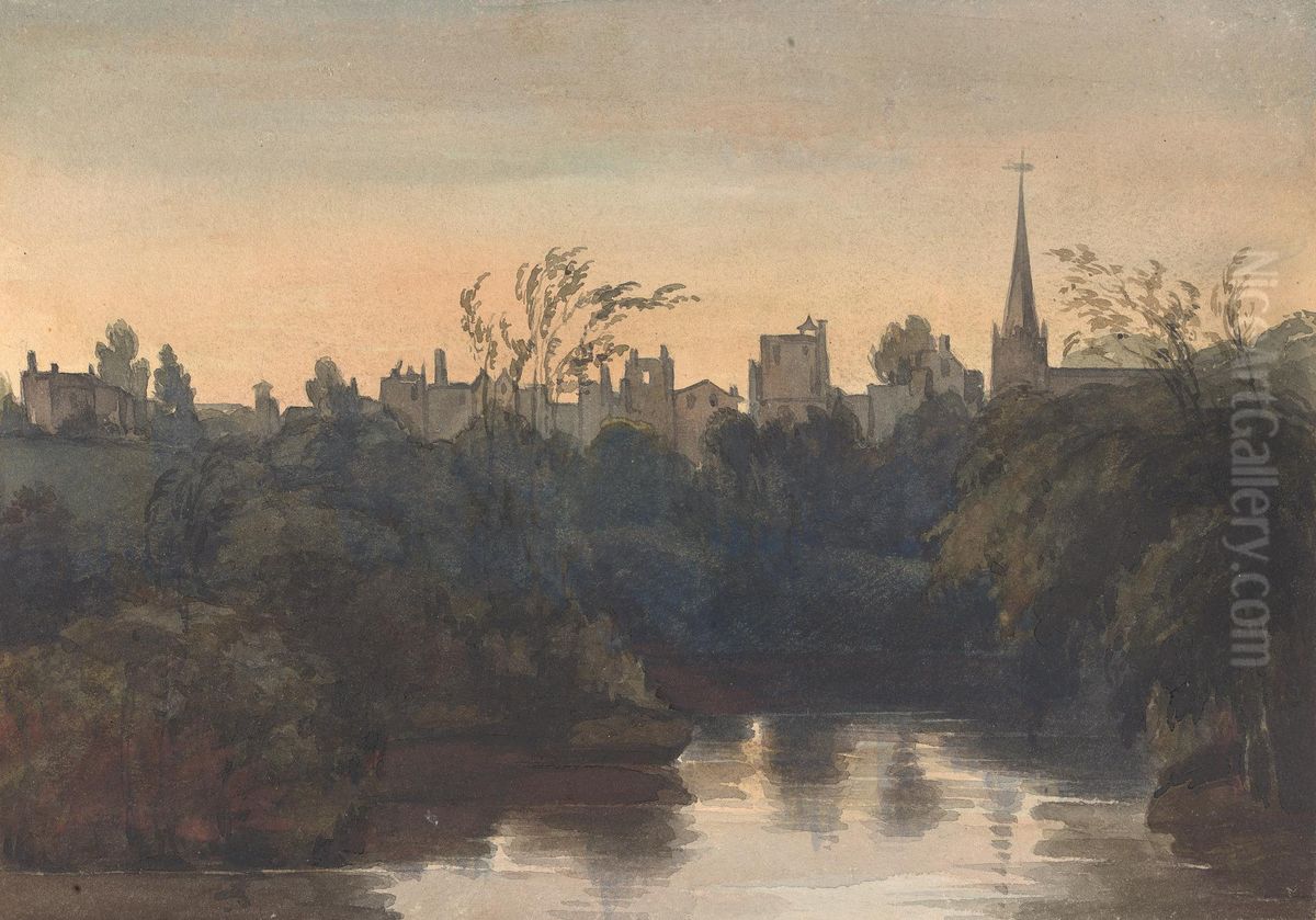Town Scene on River Oil Painting by Thomas Sully