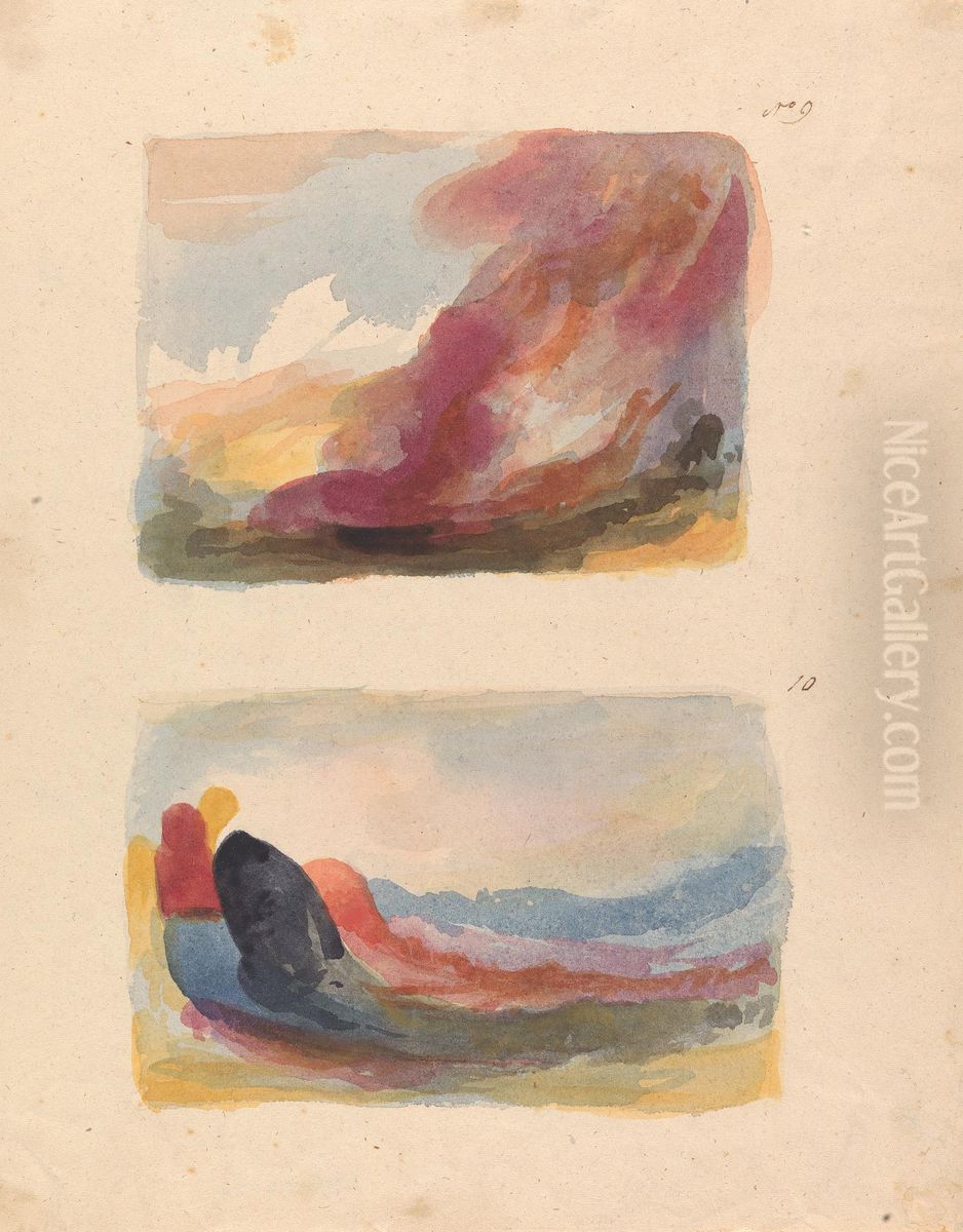 Landscape - Color Wash, Titian (no. 9); Landscape - color wash, Rubens (no. 10) Oil Painting by Thomas Sully