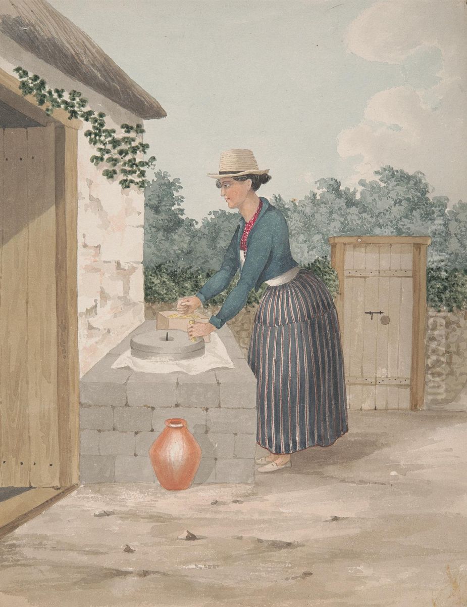 Hand-mill for grinding Gofio, Tenerife Oil Painting by Alfred Diston