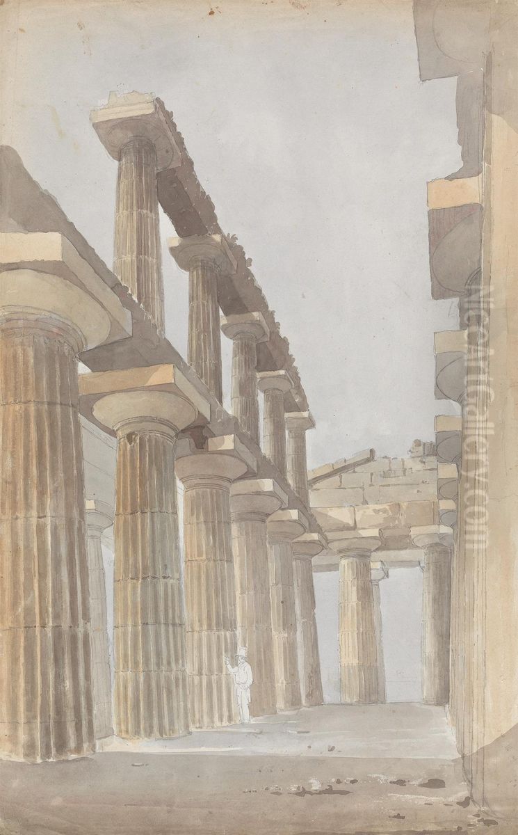 Interior of the Great Temple at Paestum Oil Painting by Isaac Weld