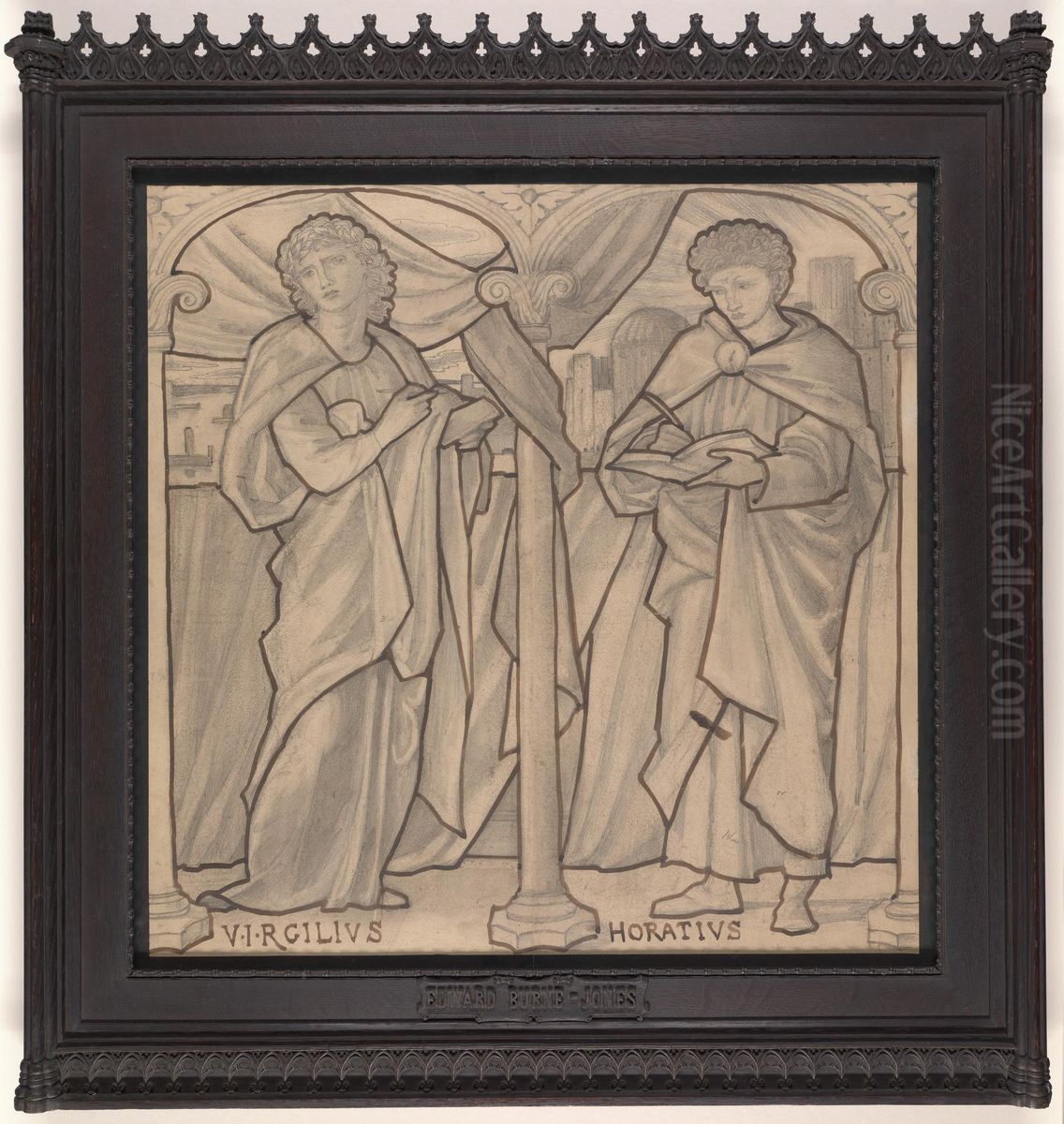 Preparatory Design for a Stained Glass Window, Virgil and Horace Oil Painting by Edward Burne-Jones