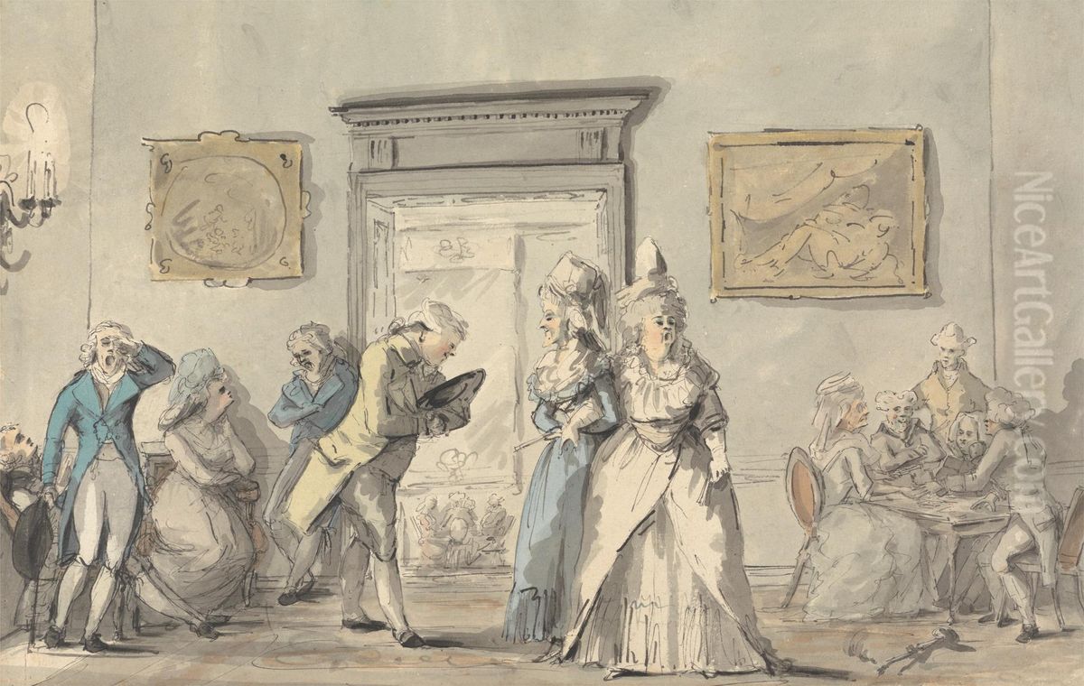 A Soiree Oil Painting by Henry Bunbury