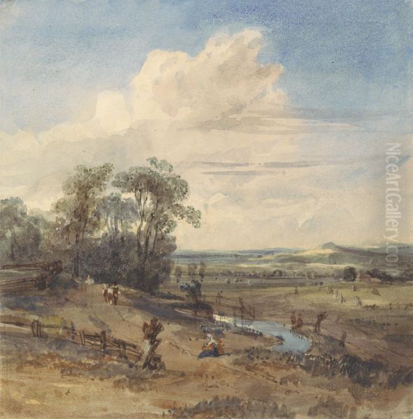 Landscape after Wynants (in the Louvre) Oil Painting by William Callow