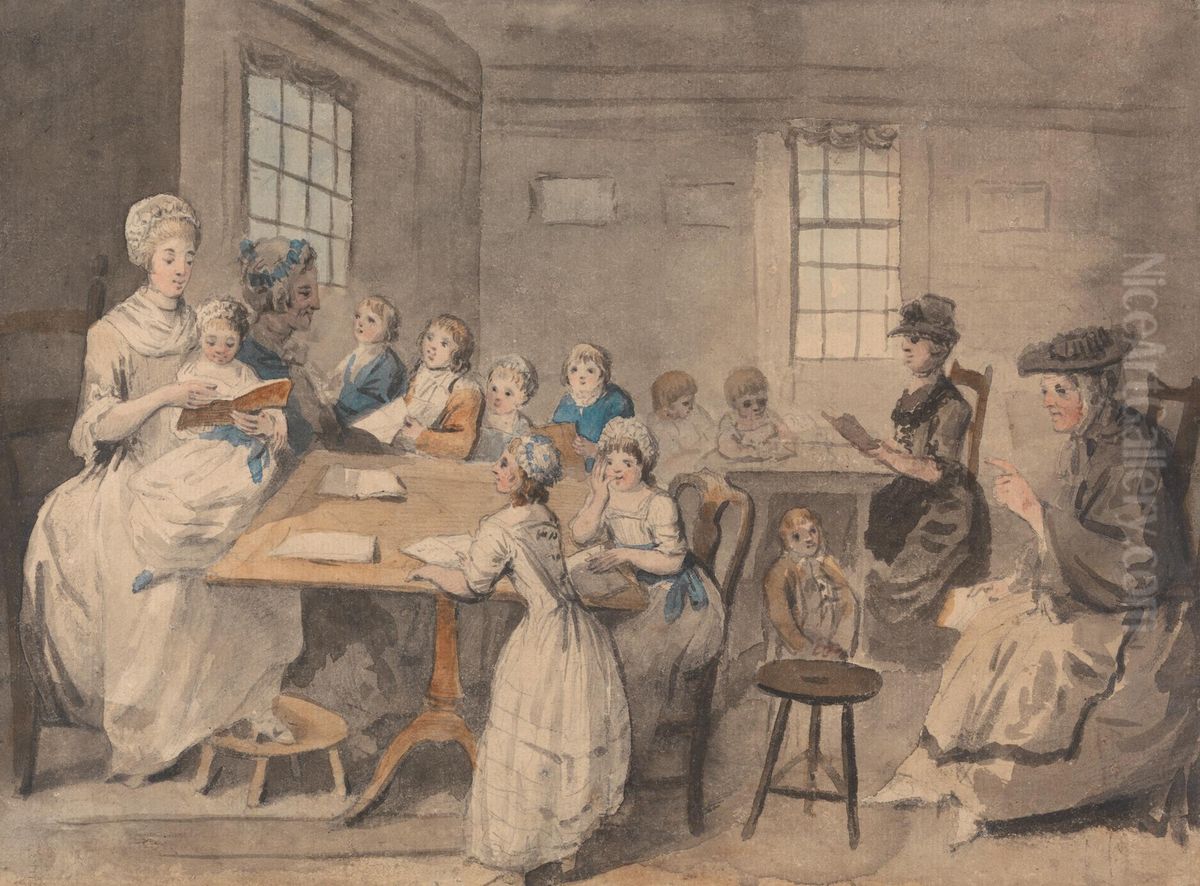 Reading Lesson at a Dame School Oil Painting by Elias Martin