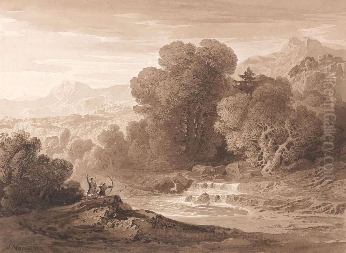 Archers Stalking a Stag Oil Painting by John Martin