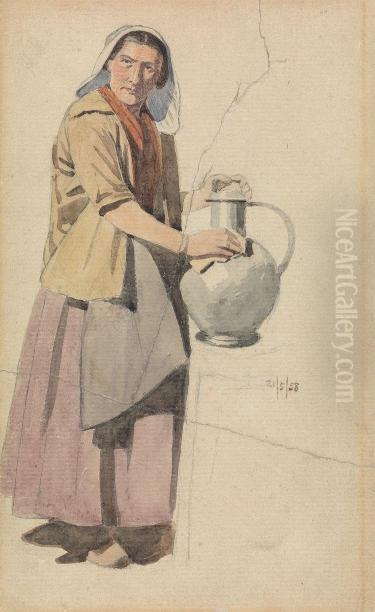 Portrait of a Woman with a Pitcher Oil Painting by Richard Dadd
