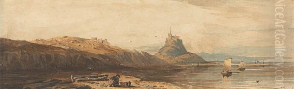 Castle on Holy Island Oil Painting by John Varley