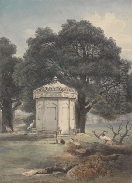 A Garden in India Oil Painting by George Chinnery