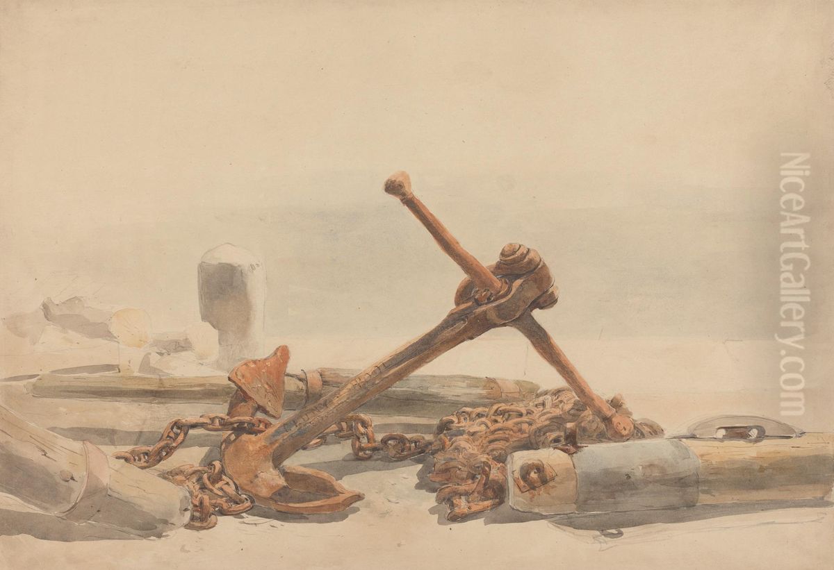 Spar and Anchor Oil Painting by Edward Angelo Goodall