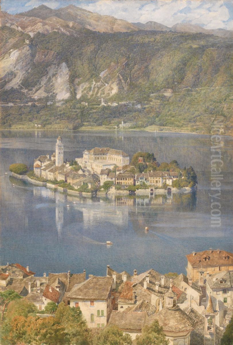 Isola San Giulio, Lago d'Orta Oil Painting by Edward Poynter