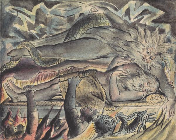Job's Evil Dreams Oil Painting by John Linnell