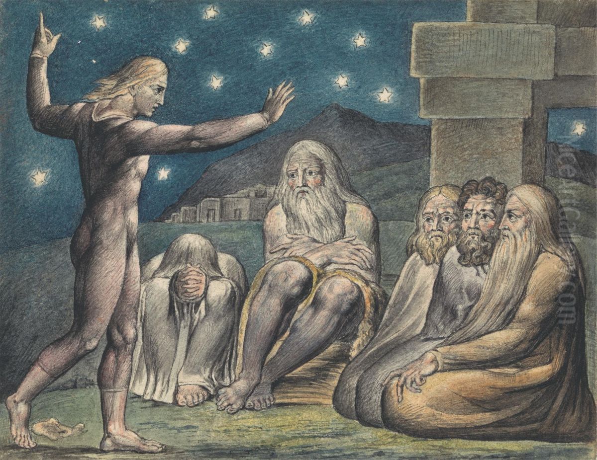 The Wrath of Elihu Oil Painting by John Linnell
