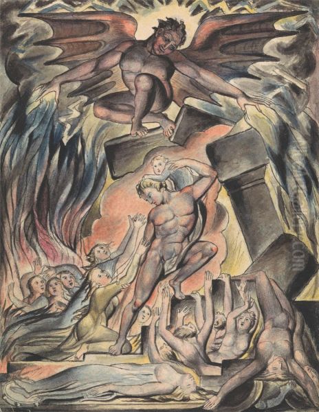 The Destruction of Job's Sons Oil Painting by John Linnell