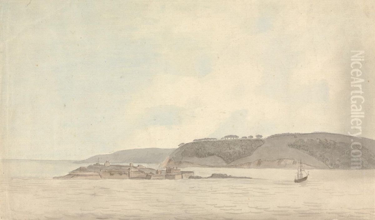 St. Nicholas's Island off Mount Edgecombe Oil Painting by Francis Grose