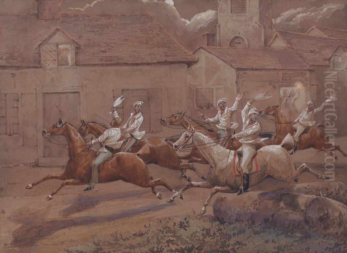 The Finish. Nacton Church and Village Oil Painting by Henry Thomas Alken The Finish. Nacton Church and Village Oil Painting by Henry Thomas Alken