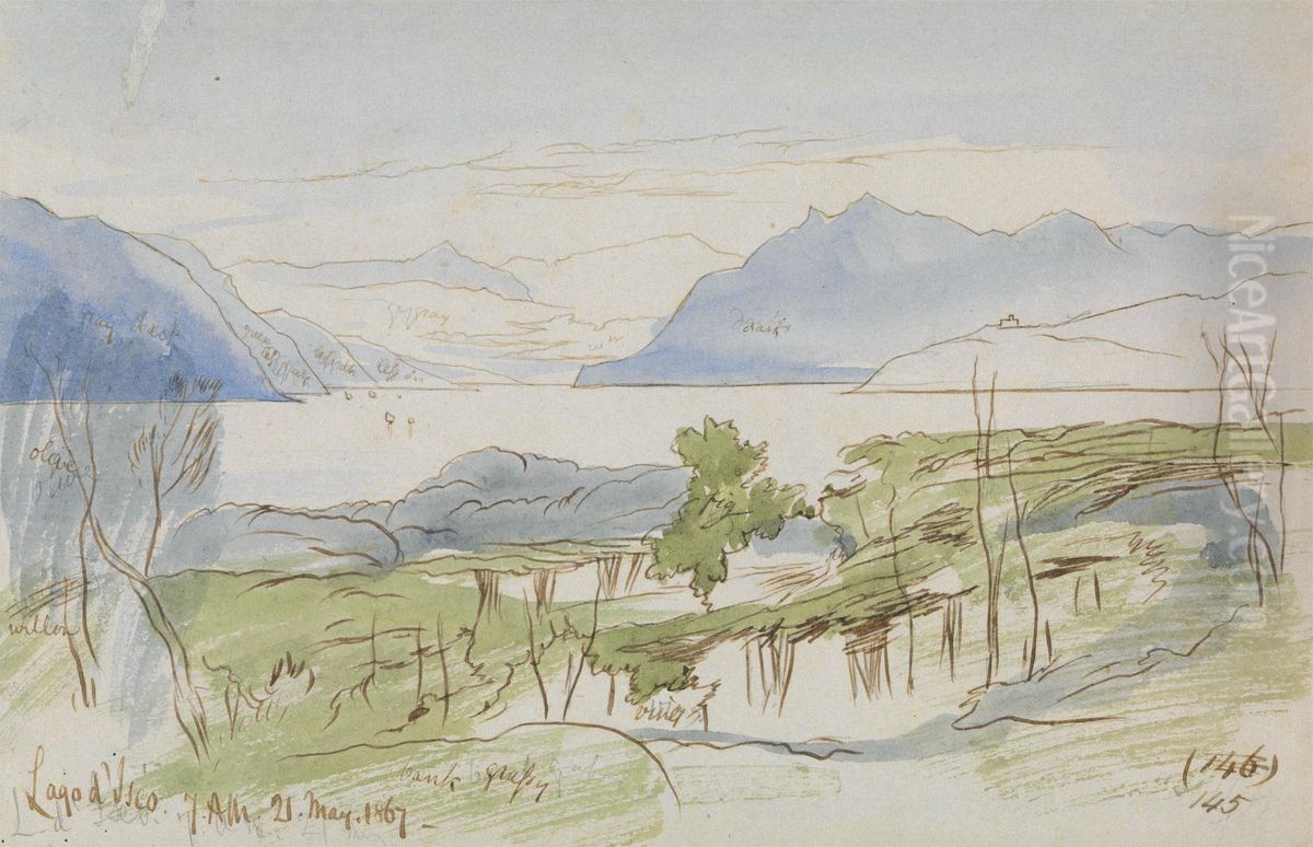 Lago d'Iseo Oil Painting by Edward Lear