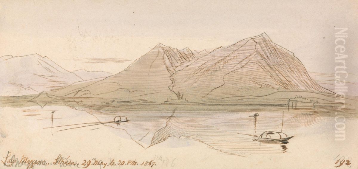 Lago Maggiore...Stresa Oil Painting by Edward Lear