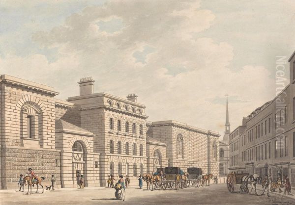 Newgate Oil Painting by Thomas Malton