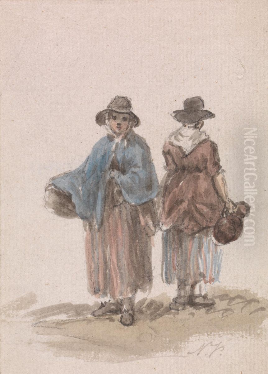 Welsh Peasant Women Oil Painting by Nicholas Pocock