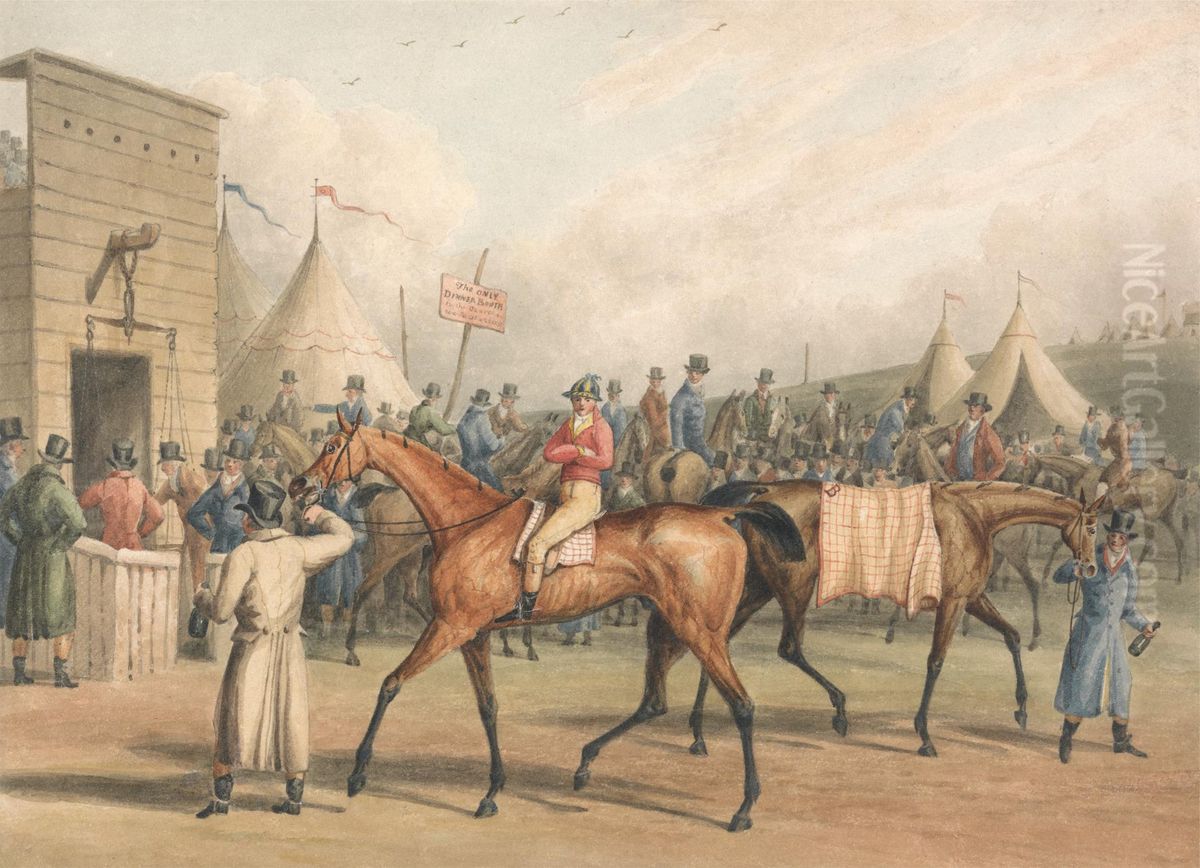 A Race Meeting (Weighing In) Oil Painting by Charles Turner