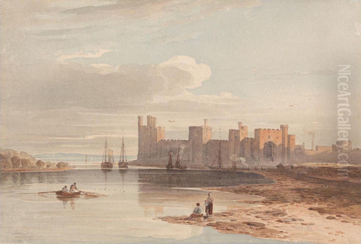 Carnarvon Castle Oil Painting by John Varley