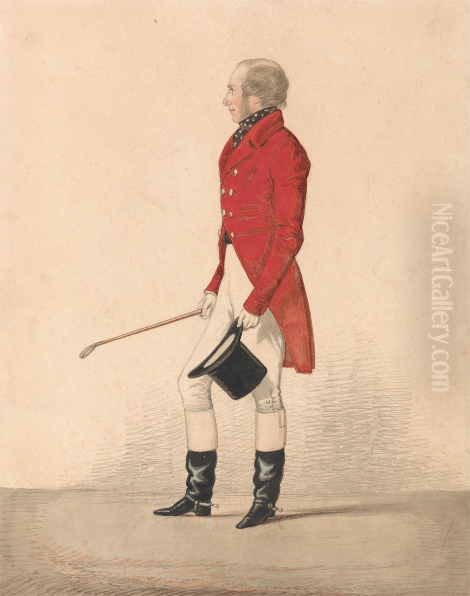R. W. Selby-Lowndes in a Scarlet Coat Oil Painting by Richard Dighton the younger
