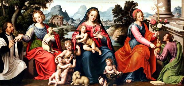 Las bodas misticas del Venerable Agnesio Oil Painting by Juan De Juanes