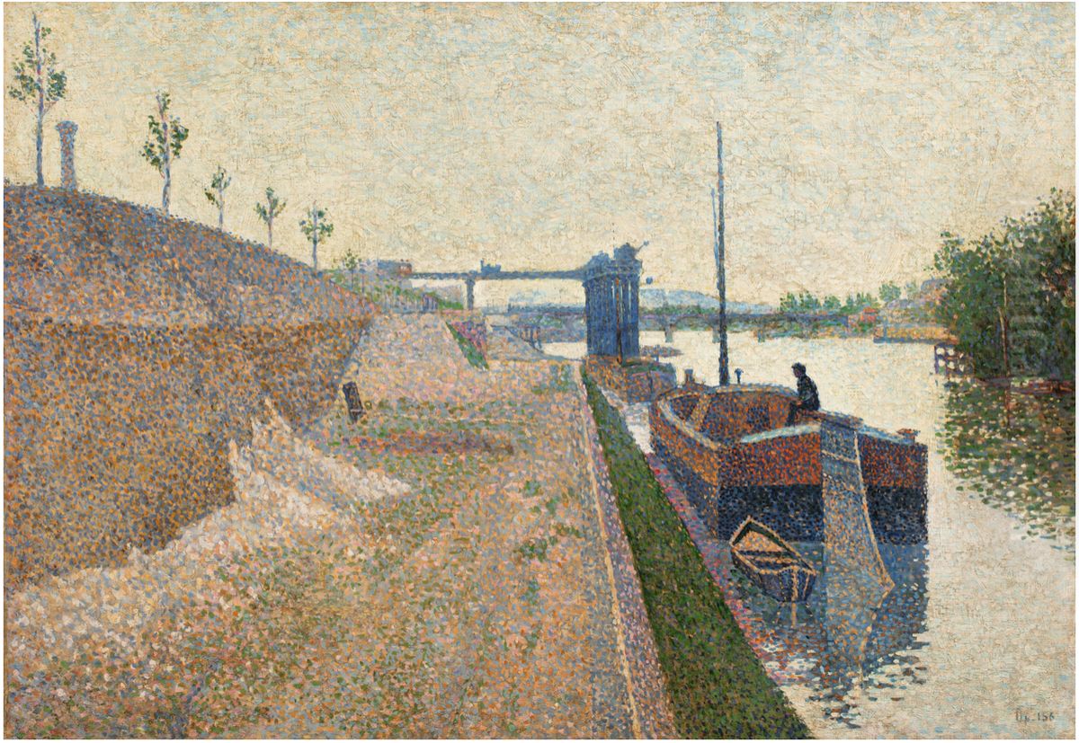 Quai de Clichy. Temps gris Oil Painting by Paul Signac