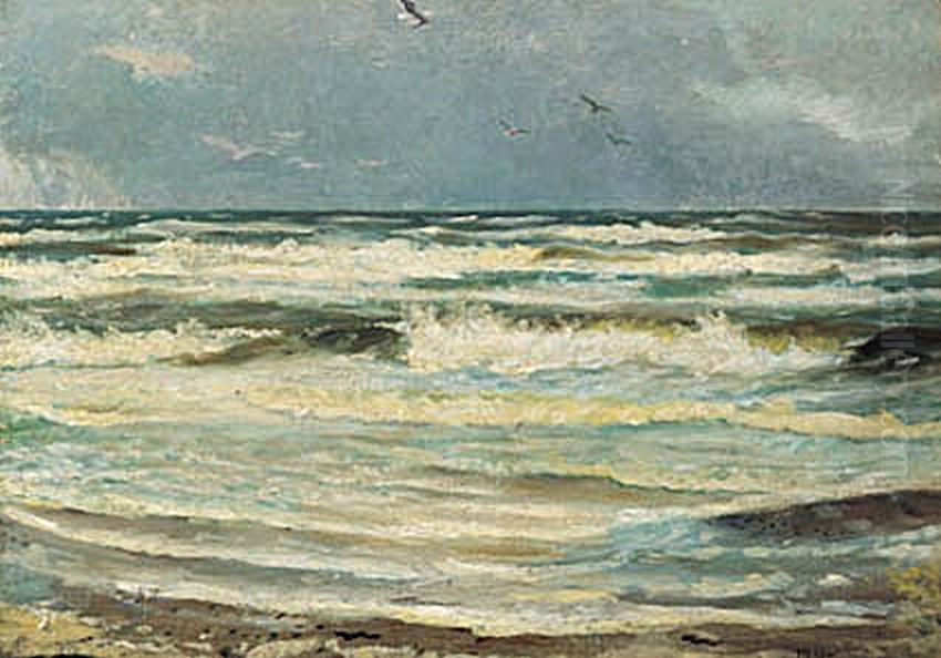 Mager ved Skagen Sonderstrand. Oil Painting by Michael Peter Ancher