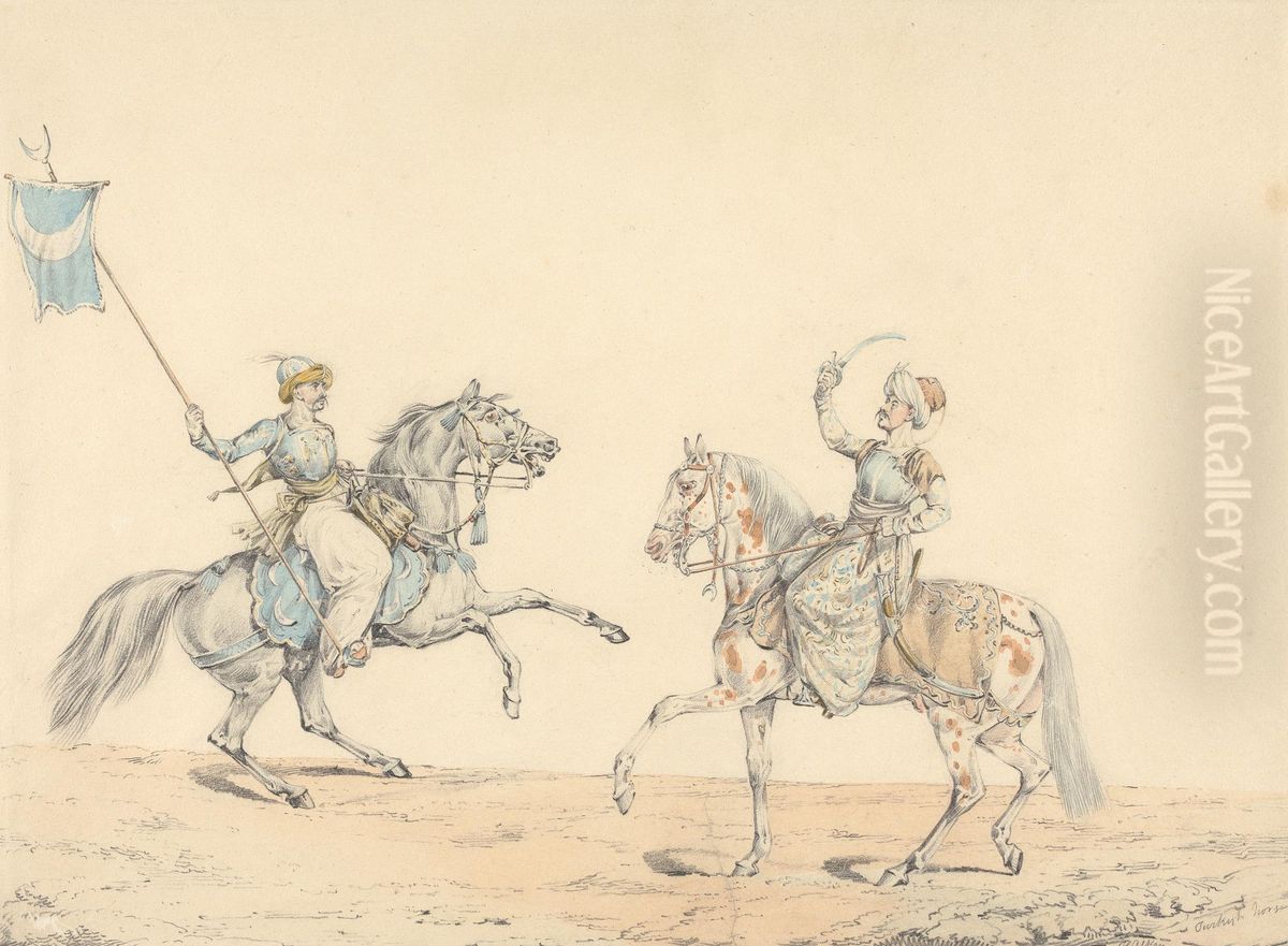 Two Turkish Cavalrymen Oil Painting by Henry Thomas Alken