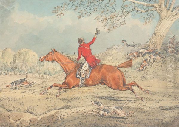 The Huntsman, Galloping to Left and Encouraging Hounds Oil Painting by Henry Thomas Alken