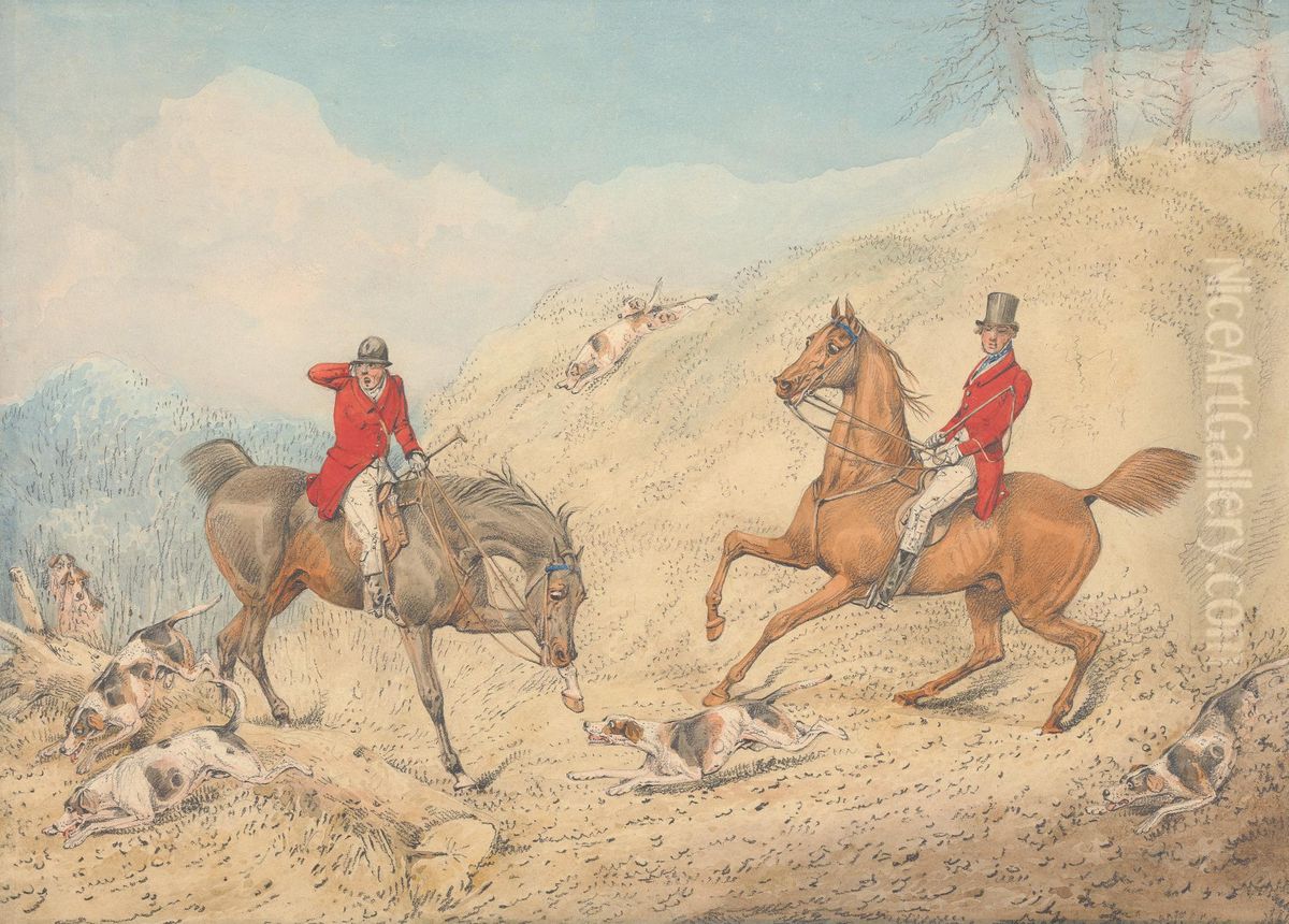 The Huntsman and a Rider Encouraging the Hounds Oil Painting by Henry Thomas Alken The Huntsman and a Rider Encouraging the Hounds Oil Painting by Henry Thomas Alken