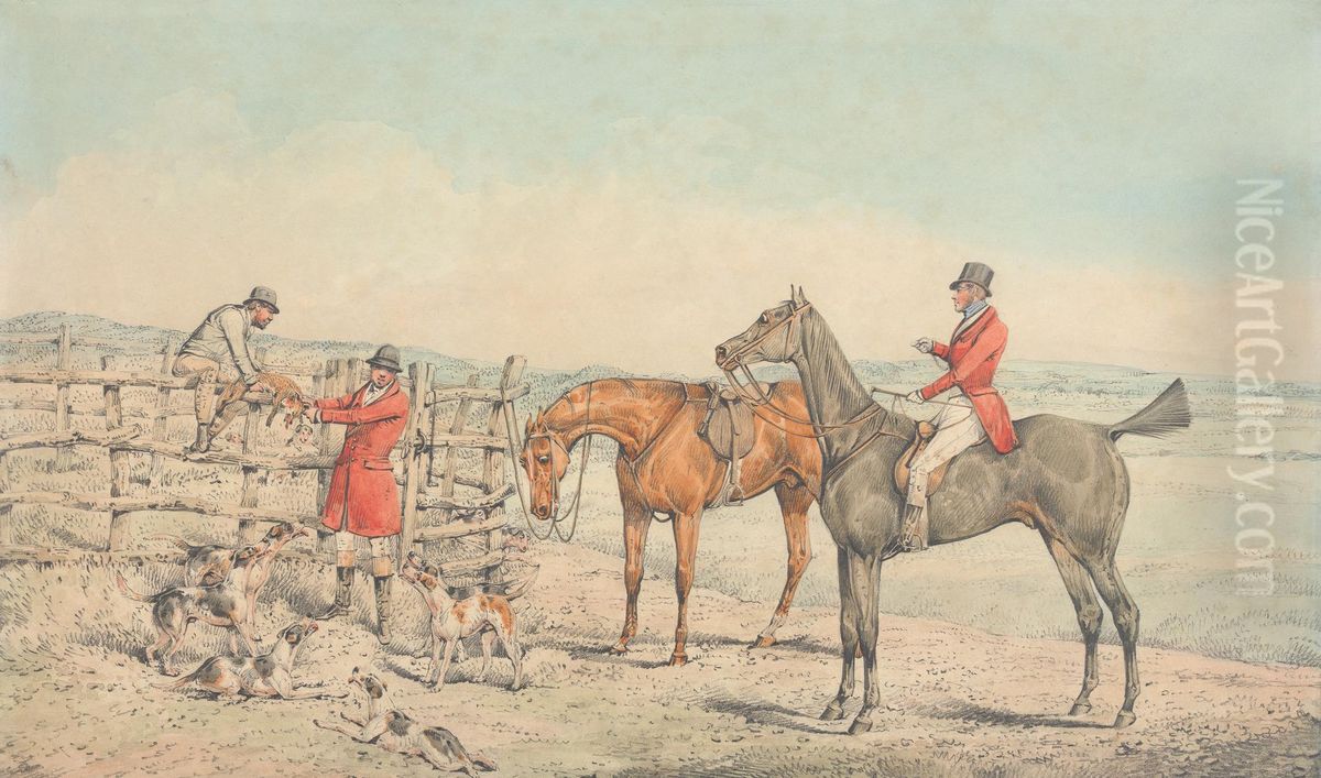 The Fox Hoist to a Fence Oil Painting by Henry Thomas Alken