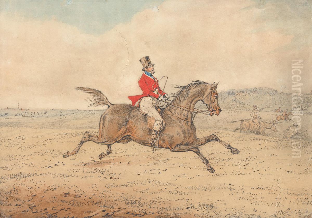 'Riding to Horses with Difficulty' Oil Painting by Henry Thomas Alken