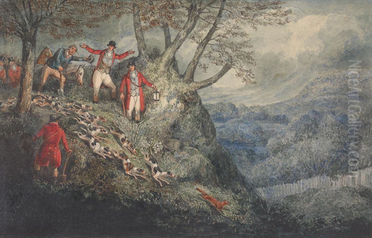 'A Night Scene with Sir Thomas Mostyn' Oil Painting by Henry Thomas Alken