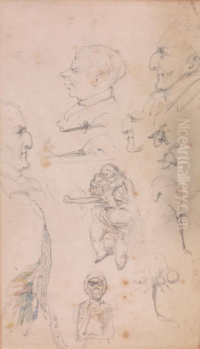 Figure Studies Oil Painting by George Cruikshank I