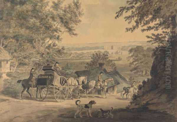 Colonel Thornton Driving Tandem on His Sporting Tour of Scotland Oil Painting by George Garrard