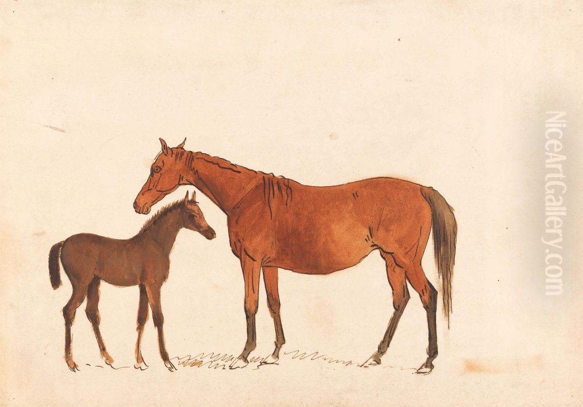 Chestnut Mare and Foal Oil Painting by Sawrey Gilpin