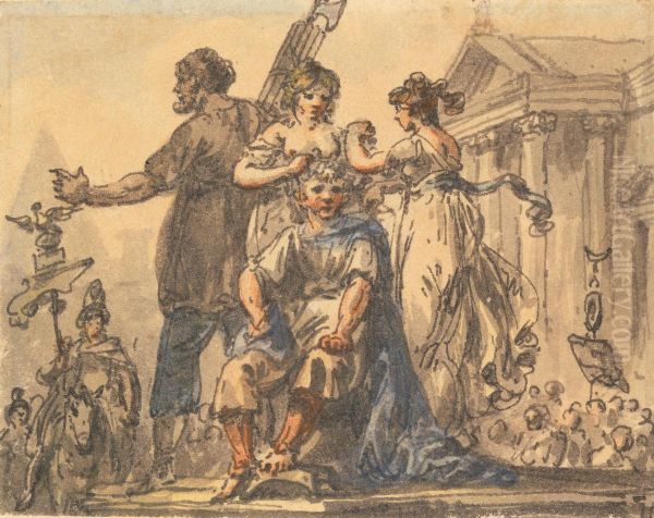 Forming the Civic Crown Oil Painting by Julius Caesar Ibbetson