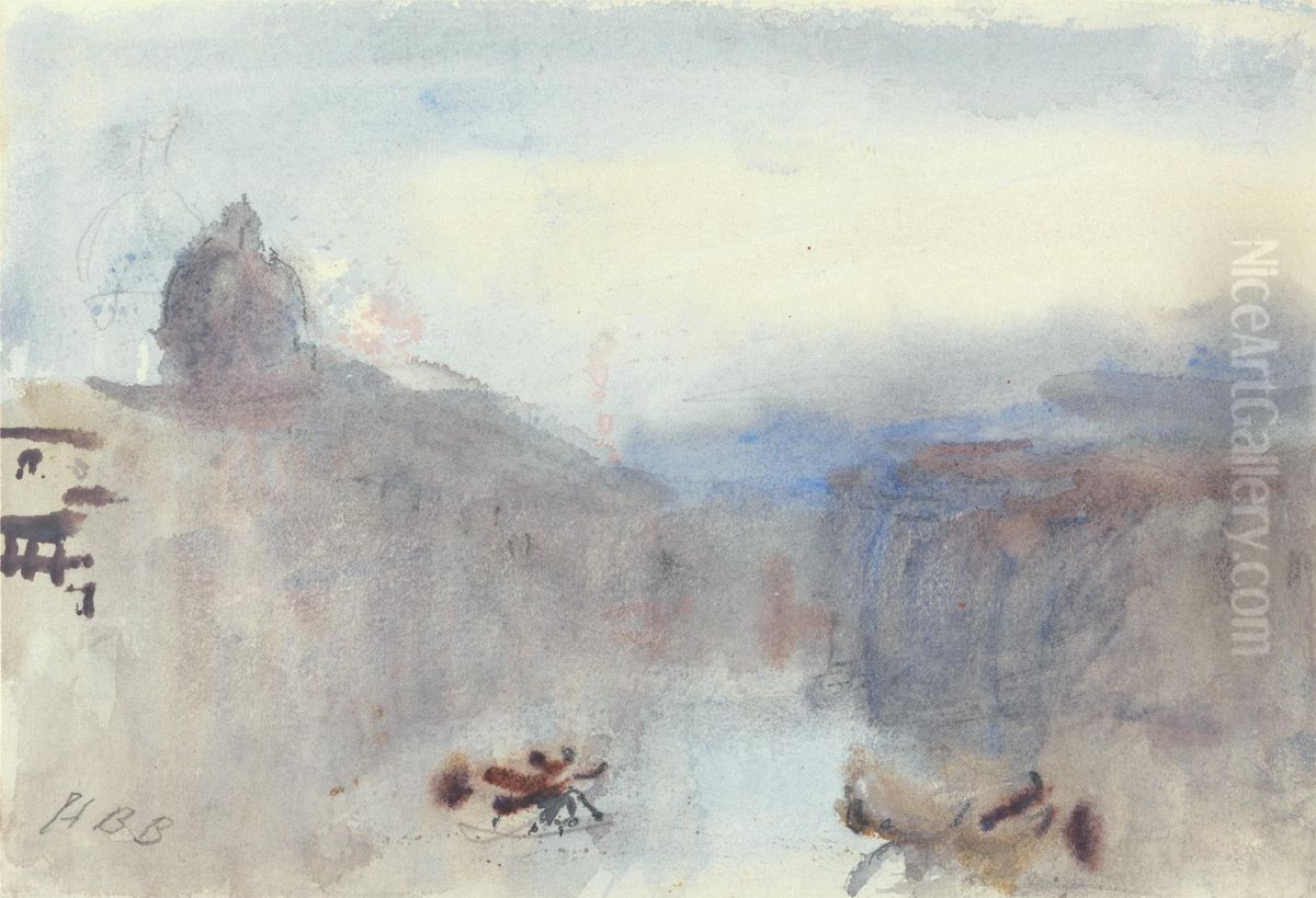 Grand Canal Sunset Oil Painting by Hercules Brabazon Brabazon